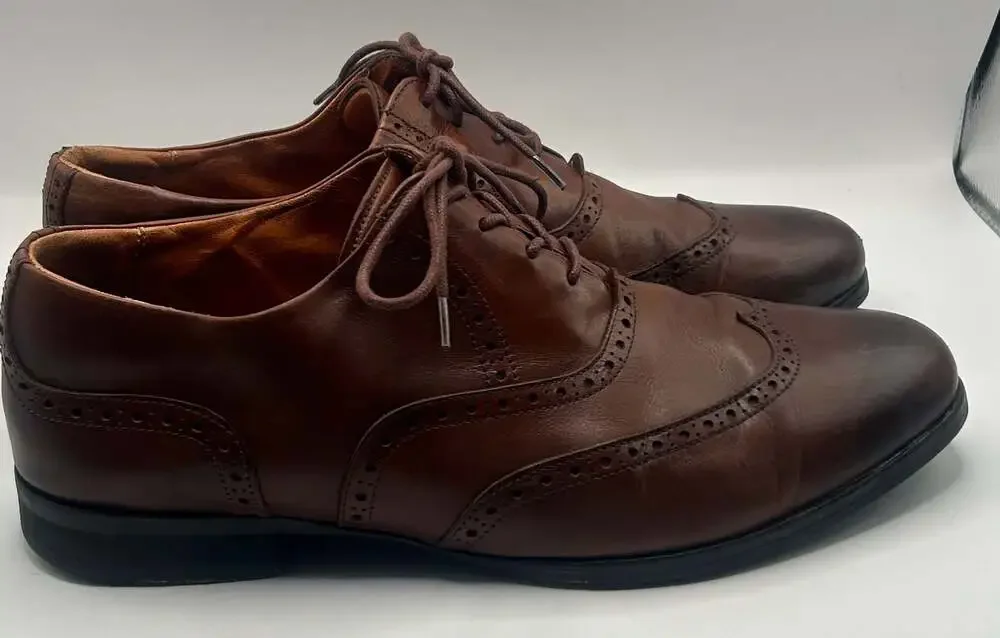 Wolf & Shepherd Men's Brown Leather Wingtip Oxford Dress Shoes